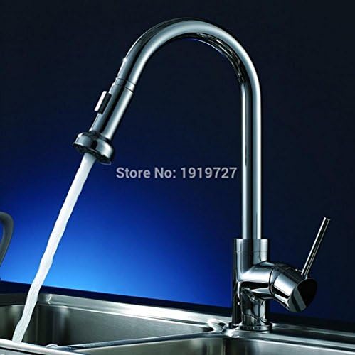 Petrichore Modern Pull Out Kitchen Faucet Single Handle with Pull Down Sprayer Single Lever Mixer Tap for Bar Prep Sink Polished Chrome