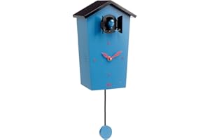 KOOKOO BirdHouse Blue, modern cuckoo clock with 12 natural bird voices or cuckoo call
