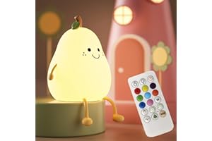NICE POINT Veilleuse enfants, lampe poire en silicone pour bébé et enfant en bas âge, veilleuse fruit avec télécommande, lampe de nuit pour chambre à coucher, de chevet kawaii pour chambre de ga