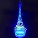 MagiDeal Führte 3D Beleuchtung Eiffelturm Illusion Licht Lampe Mikro-USB-Lampe 7 Farbwechsel - 3