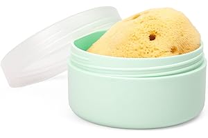 Suavinex, Esponja Bebé Recién Nacido, Esponja 100% Natural para Bebé, Apta Pieles Sensibles, Esponja Marina, Esponja de Baño Muy Suave y Absorbente, con Estuche Canastilla para Guardar. Amarillo