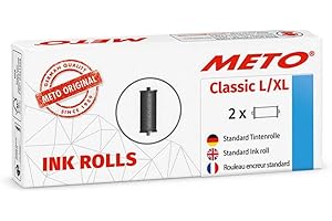 Meto Rodillos de tinta en color de METO para la etiquetadora manual profesional METO Classic L, XL (para etiquetas de 32 x 19 mm y 29 x 28 mm) 2 rodillos de tinta, negro