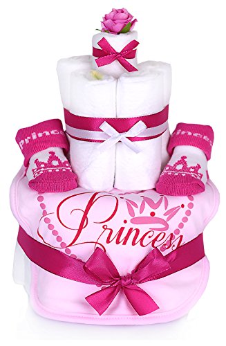Preisvergleich Produktbild Trend Mama Windeltorte pink-rosa Mädchen Lätzchen Babysocken Princess