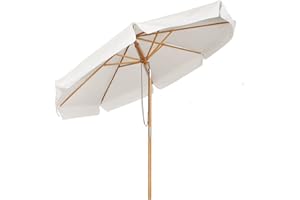 Sekey Sonnenschirm 300 cm Holz-Sonnenschirm Marktschirm Gartenschirm Terrassenschirm Rund UV50+