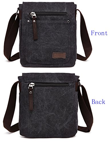 E-Bestar Herren Canvas Tasche Vintage Canvas Handtasche Schultertasche Ideal für Büro Canvas Retro Tasche für ipad Umhängetasche Vintage - 2