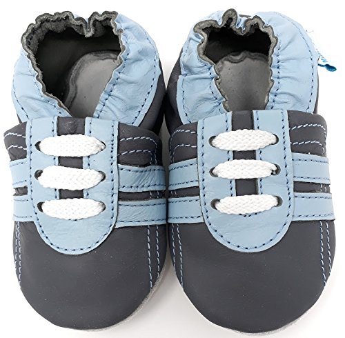 MiniFeet Weich Leder Babyschuhe Krabbelschuhe – Baby Jungen und Mädchen – Neugeborene bis 2-3 Jahre – Lauflernschuhe - 2