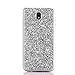 Produktbild Karomenic Silikon Hülle kompatibel mit Samsung Galaxy J7 2017 Glänzend Bling Strass Schutzhülle Männer Mädchen Ultra Slim 2 in 1 Weiche TPU Handyhülle Plastik Hard PC Tasche Bumper Case,Silber