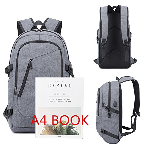 Yogaw Laptop Rucksäcke bis zu 15,6 Zoll Leichte Tagesrucksäcke für Schul Geschäft Mehrzweck Backpack haben USB Kabel und Ladeanschluss – Grau - 9