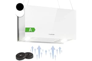 Klarstein Hanging Island Cooker Hood, Extractor Fan for Kitchen Islands, 590m³/h Airflow, Timer, Adjustable Kitchen Extractor Fan with Modern Design, 3 Mode Cooker Hoods, Activated Carbon Filters