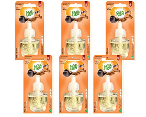 6x Fresh&More Duftstecker Nachfüllflakons Anti Tabak - Cedar & Orange - 19ml