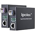 ipolex A pair of 10/100/1000M Gigabit Ethernet Media Converter (a pair of 20km BiDi SFP LX Transceiver included) with RJ45 to SFP Slot, 1.25Gb/s, up to 20KM,