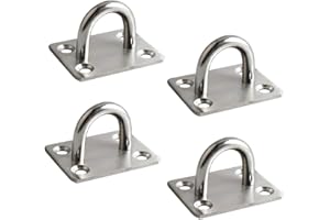 Mooche 4 Stück 304 Edelstahl Deckenhaken, 4.5cm Heavy Duty U Form Klammerring Augplatten Mastplatte Decksplatte Aufhängung mit Geboht