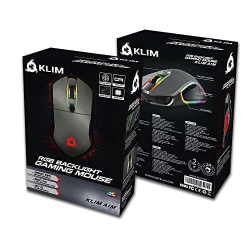 KLIM AIM Rat  n Gaming Chroma RGB-NUEVO-PRECISO-Cable USB Personalizable de 500 a 7000 DPI Botones programables   Dise  ado para todos los tama  os de manos-Excelente agarre ambidiestro para juegos