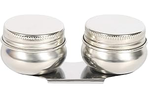 IBLUELOVER Palette Cup 2pcs Stainless Steel Art Oil Pot Portable Mini Wash Pen Holder Artists Palette Clip Cup Container with Lid for Watercolor Acrylic Oil Painting