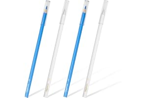 KEARING Sew Combo 4Pcs Water Soluble Marking Pencils for Sewing, 2 White & 2 Blue, Erasable Fabric Marking Pencils for Quilting, Tailoring, Embroidery & Crafting