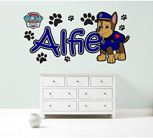 PAW PATROL CHASE personalised customised children's wall sticker decal art mural bedroom 3 SIZE OPTIONS (Small - 72cm wide)