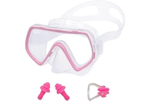 GENERIC DAVBNM Snorkel Mask for Kids, Swimming Goggles with Nose Cover, No Leak 180° View Diving Mask with Nose Clip and Earplugs, Scuba Diving Goggles Anti-Fog for Children Aged 4-15