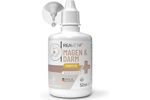 ReaVET Magen & Darm Tropfen Liquid für Katzen 50ml - sekundierend bei Durchfall oder Blähungen, natürliche Darmregulierung, Darmsanierung Katze, unterstützt die Darmflora