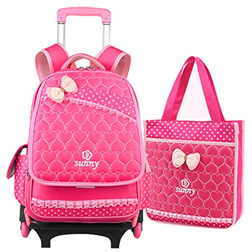 Preisvergleich Produktbild Kinder Trolley Rucksack Schul Rucksack - Kindergepäck Reisegepäck 2 Stück Handtasche Rolling Schulranzen Kinderkoffer Tasche für Mädchen Jungen Lässig Wasserdicht Kindertrolley Reisekoffer
