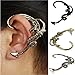 Ladies Fashion Vintage Punk Fly Dragon Earrings Wrap Clip Ear Cuff Earrings (Silver)