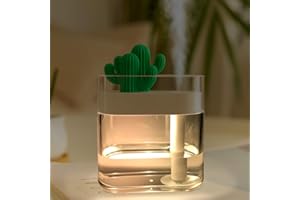 warrita Cool Mist Humidifier Bedroom USB Humidifier with Colorful Night Light Auto Shut-off Cactus Air Humidifier, for Home, Yoga, Office, Spa, Baby Room