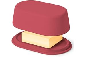 COOLER KITCHEN Butter Grande Boîte à Beurre Moderne Rouge avec Couvercle - Compatible Lave-vaisselle - Taille Parfaite pour le Beurre Européen en Grande Quantité