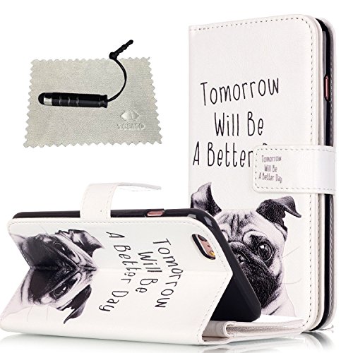 iPhone 6s Plus Wallet Case,iPhone 6s Plus Flip Cover,iPhone 6s Plus Case Pattern,TOCASO Colorful imprint Side Folio PU Leather Holster Bookstyle Soft Phone Cases Shell with ID/Credit Card Holder Slots Pouch Portable Carrying Full Body Protective Cases Shell Magnet Closure Stand View Silicone inner Back Cover with Black Stylus Pen for iPhone 6 Plus 5.5 inch - Dog