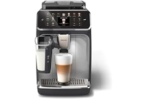 Philips Cafetera Totalmente Automática Serie 5500-20 cafés Calientes y Helados, Sistema de Leche QuickClean LatteGo, 40% más Silenciosa Gracias a SilentBrew, QuickStart, Negro y Plata (EP5546/70)