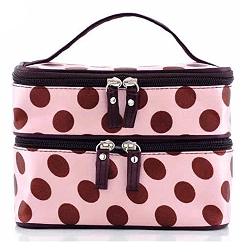 Chic Lady's Dot Case Makeup Cosmetic Tool Storage Toiletry (Pink)
