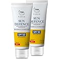 TNW-THE NATURAL WASH Sun Defence Sunscreen SPF 50 PA+++ (Pack Of 2*50gm) | Enriched With Jojoba Oil, Saffron & Cucumber | UVA/UVB Protection & Balanced Skin | All Skin Type | Sunscreen For Men & Women