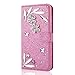 Produktbild Shinyzone Samsung Galaxy A8 Plus 2018 Bling 3D Schmetterling Diamant Brieftasche Leder Hülle,[Kredit Kartenhalter] [Standfunktion] Glitzer Kristall Strass Feder Muster PU Stoßfest Schutzhülle Magnetisch Flip Hülle für Samsung Galaxy A8 Plus 2018-Rosa