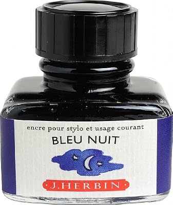 Exacompta Herbin Encre de recharge traditionnelle à stylo en flacon D 30 ml Bleu Nuit