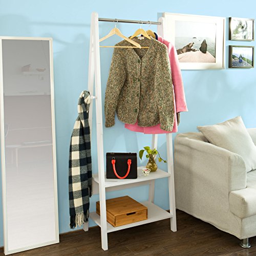 SoBuy® Ständer, Kleiderständer, Kleiderstange, Garderobenständer, Kindergarderobe,Hängeregal, mit zwei Ablagen, FRG59-W - 4