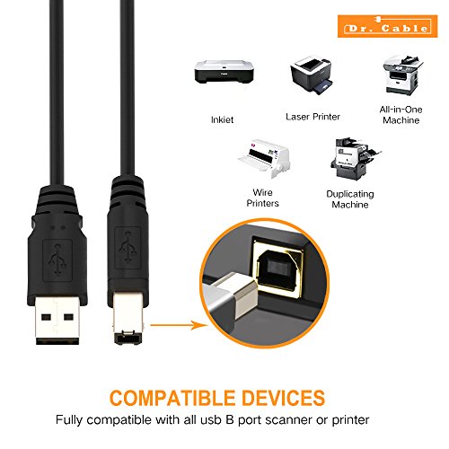 C  ble Printer  Act C  ble Imprimante USB 2 0 A vers B M  le pour les Imprimantes HP  Canon  Lexmark  Epson  Dell  Xerox  Samsung  Oki  Pixma  Hero etc   1 5m 