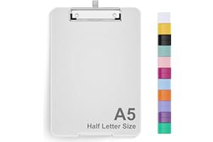 Hnogri Portablocco formato A5 con stoccaggio, 6 x 9 pollici per la cura dell'infermieristica pieghevole, in plastica pieghevole, forniture per ufficio, forniture scolastiche, Traslucido