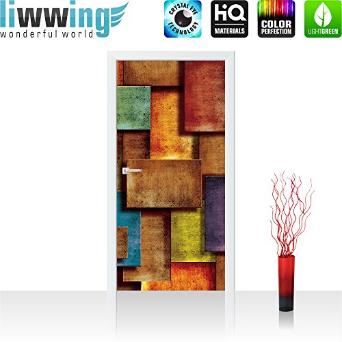 Türtapete selbstklebend 91×211 cm PREMIUM PLUS Tür Fototapete Türposter Türpanel Foto Tapete Bild – Abstrakt Rechtecke 3D – no. 927 - 2