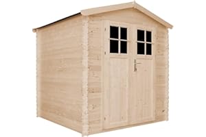 Abri de Jardin en Bois - Porte verrouillable de Haute qualité- Stockage extérieur I216xL206xH218 cm/ 3.53 m2 Petit abri à Outils, Local à vélos - Toit imperméable, fenêtres TIMBELA M343F