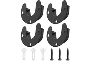 Yosawo 4Pcs Closet Pole Sockets Stainless Steel U-Shaped Flange Rod Holder with Screws (32mm-Black)