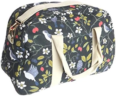 Womens Canvas Overnight Holdall Maternity Bag Girls School Ladies Handbag Tote Hand Luggage FJ (FJ Olga Navy Bird)