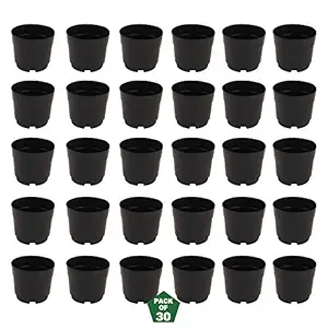 Leafy Tales Plastic Pots, Black 4 inch Size 30 Piece