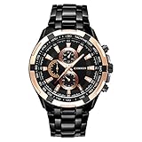 Fashion Cool Big Face Männer Uhren Zifferblatt schwarz mit rosa gold Case und Black Metal Band Japan Bewegung Quarz