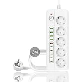 Isıya Dayanıklı Power Tuşlu 5'li Grup Priz 5xusb 5x Type-c &Ccedil;ıkışlı Priz 2 Mt Kablolu