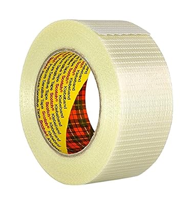 Scotch DE272958237 Ruban Polypropylène Thermofusible sans Solvant, 28 µ, Renforcé de Fils de Verre Chaîne et Trâme, Résistance 30 daN/cm, 50 mm x 50 m