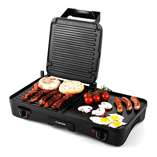 Klarstein Butterfly&Bee Tischgrill Kontaktgrill (1500 Watt, stufenlos und getrennt regelbare Grillflächen, Antihaftbeschichtung) schwarz - 8