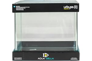 SMURFS AQUADELLA Aqua Della, Aquarium Urbyss 30x19x25 cm, Aquarium rectangulaire avec Verre courbé et Poli de 5 mm, Verre de Protection Poli de 3 mm, Clips de Support en Plastique, Tapis de Protection