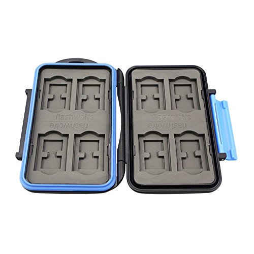 Flashwoife – patentierte Aufnahme – Turtle-SD8MSD16 wasserdichte Speicherkarten Schutzbox für 8 Stück SDHC und 16 Stück MicroSD Cards Case in schwarz - 8