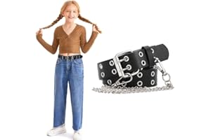WERFORU Ceinture pour filles en cuir PU pour enfants, ceinture pour jeans, pantalons, ceinture à double œillet