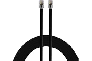 HUAZIZ 5 Metri Cavo Telefonico RJ11 Cavo Modulare Cavo Occidentale su Connettore RJ11 Piatto Presa Telefonica Modem Router Fax ISDN DSL VDSL Internet Nero