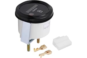 WALFRONT AC/DC 12-36 V 6 Jauge Compteur d'heure de quartz, Rond Compteur d'heure numérique à haute précision pour Moteur de Bateau Voiture Camion