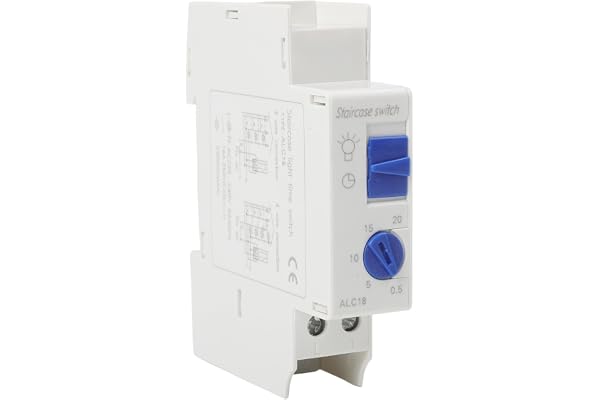 Interrupteur minuterie pour feux d'escalier AC 220–240 V – Contrôleur de lumière automatique réglable 0,5–20 min économe en énergie ABS résistant pour escaliers, boîtes à lumière, appareils